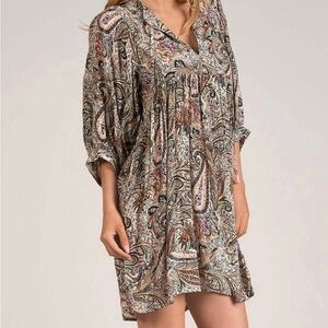 Elan Paisley Print Midi Dress - Multicolor